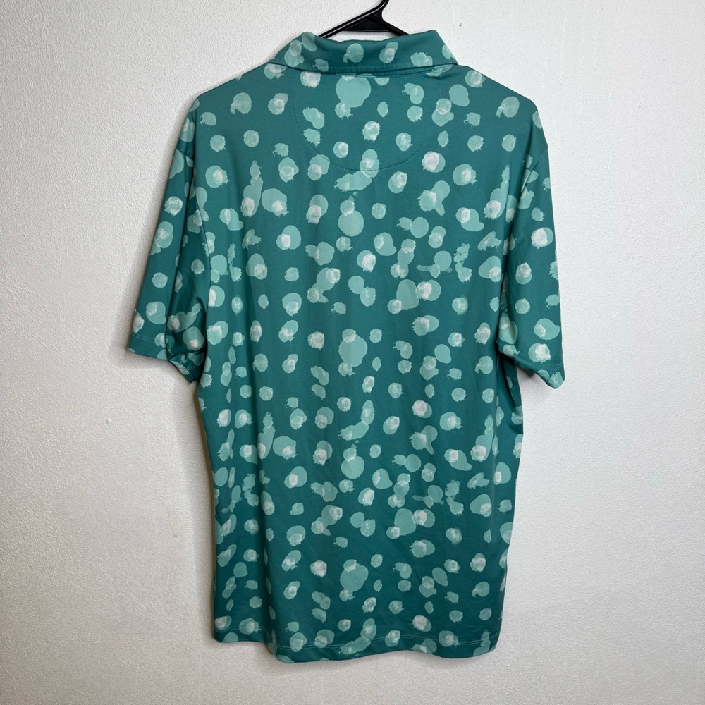 Bad Birdie Waterboy Retired Dot Bam Bam Teal Preppy Golf Polo Athletic Shirt M - Picture 9 of 11